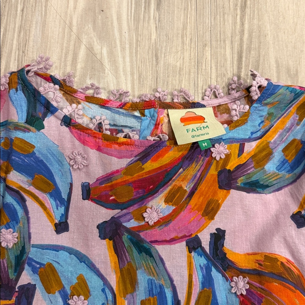 Farm Rio Colorful Abstract Print Long Sleeve Top - Pink Multi - Picture 2 of 4